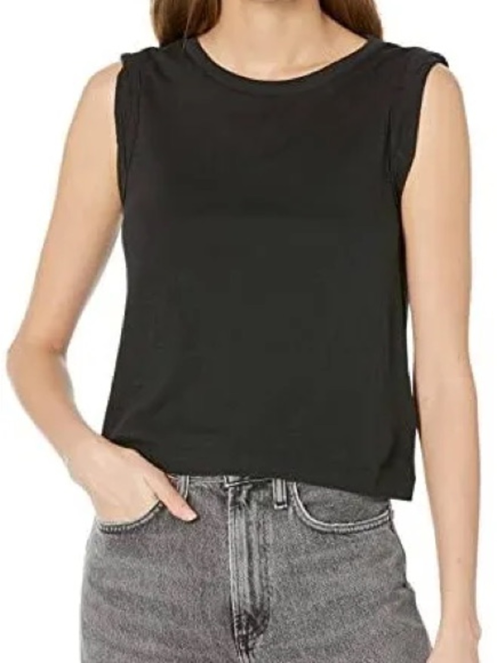 NWT Paige Odessa Cotton Tank in Faded Black size L